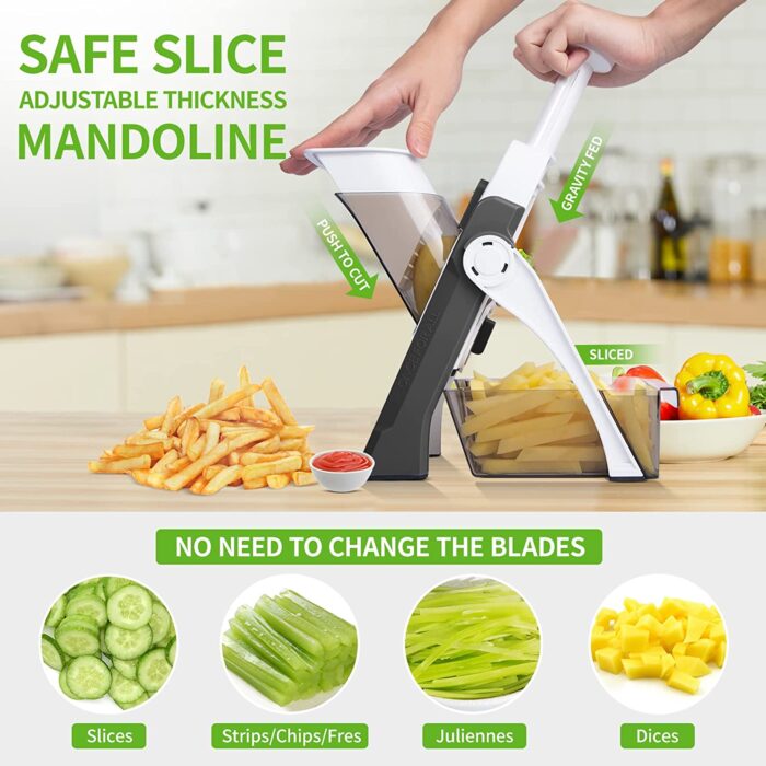 Mandoline Vegetable Cutter Chopper | Adjustable Multi-function Vertical Vegetable Cutter